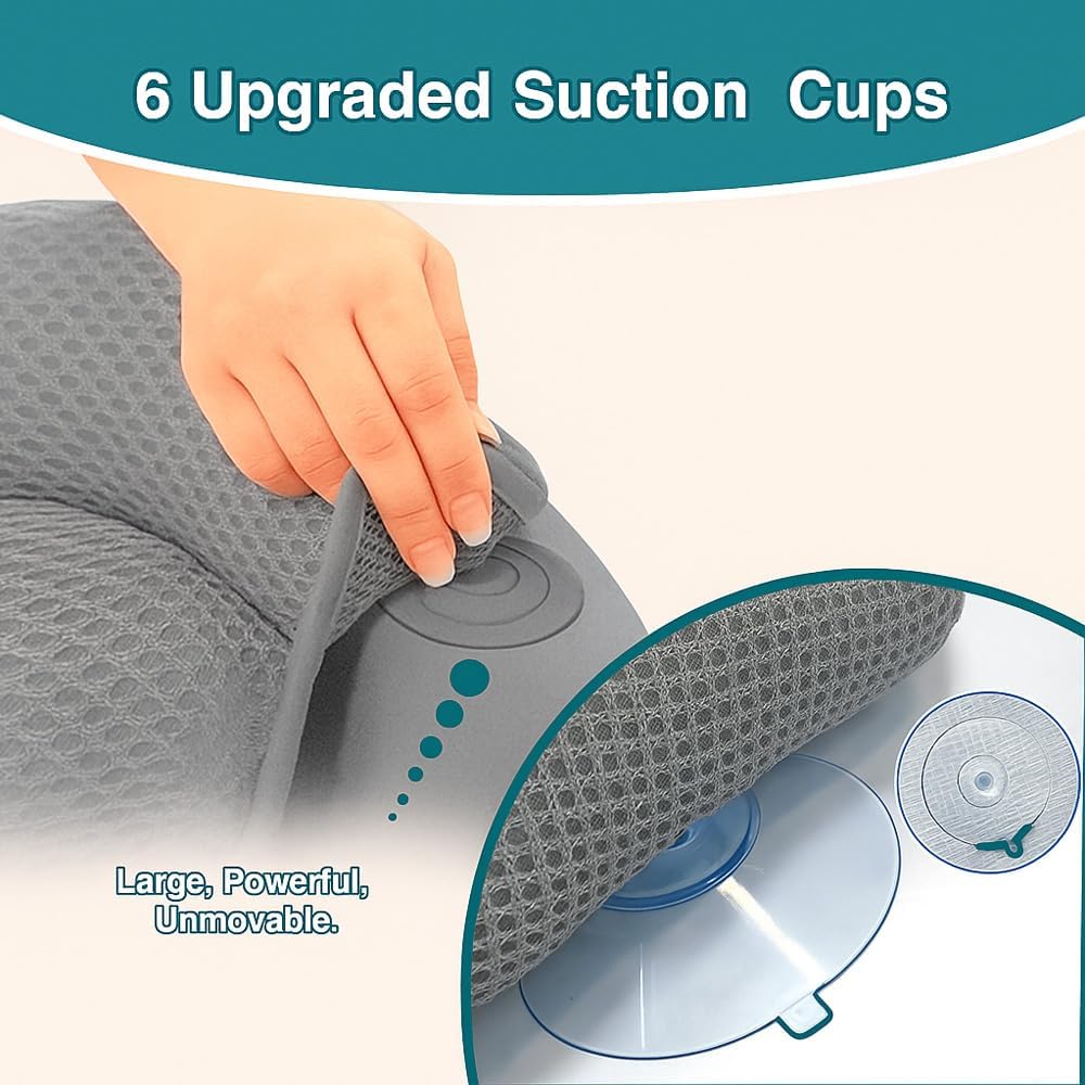 Bath Pillows for Tub, Bath Pillow Luxury Bathtub Pillows for Head and Neck Support - With 4D Air Mesh Fabric & Strong 6 Suction Cups, Tub Pillow For Bathtub, Bath Accessories & Spa Gifts For Women Men