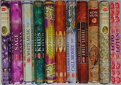HEM Incense Sticks – 12 Box Variety Pack (240 Sticks Total, 20 Sticks per Box) | Long Lasting Fragrance | Meditation, Relaxation, Yoga, Aromatherapy & Home Fragrance