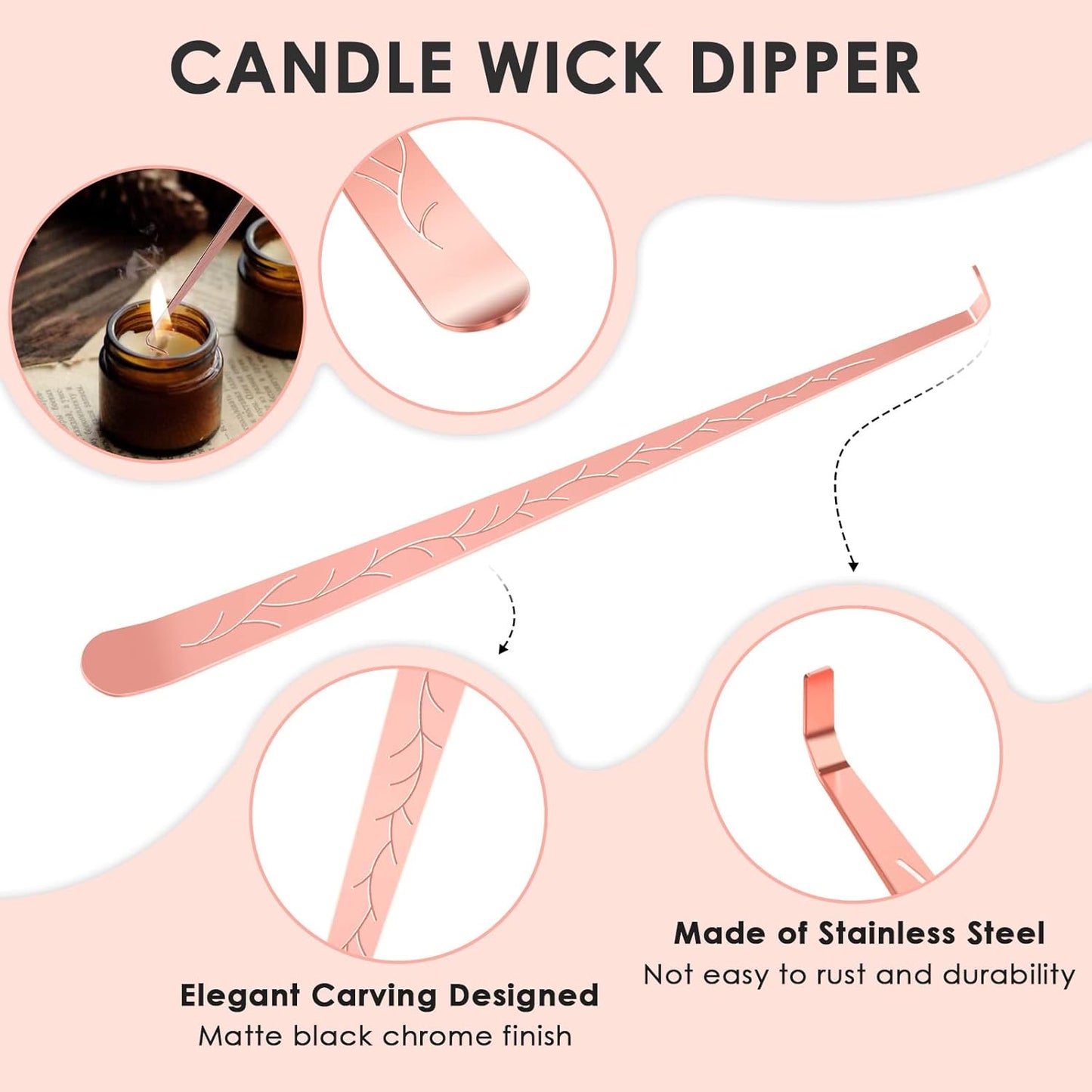 5 in 1 Candle Accessory Set,Candle Wick Trimmer Cutter Set,Candle Wick Dipper,Candle Wick Snuffer,Rechargeable Candle Lighter,Tweezers,Stainless Steel Candle Care Kit Gift for Aromatherapy