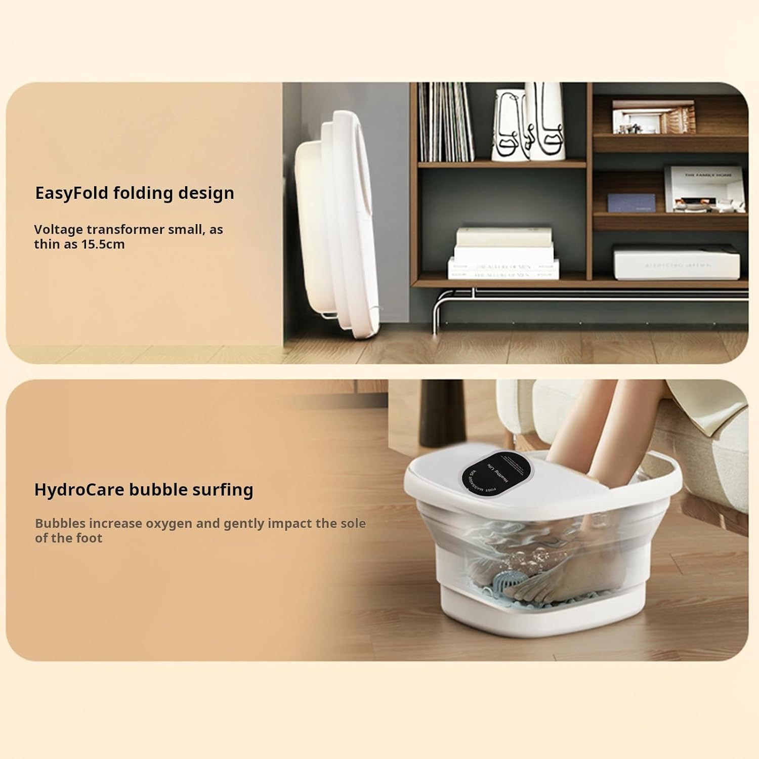 Collapasible Foot Bath, Foot Spa Bath Massager with Heat Bubble, Red Light, Timer & Temperature Control, Foot Soaking Tub, Pedicure Bowl Tub, Heated Foot Basin Bucket for Foot Care White