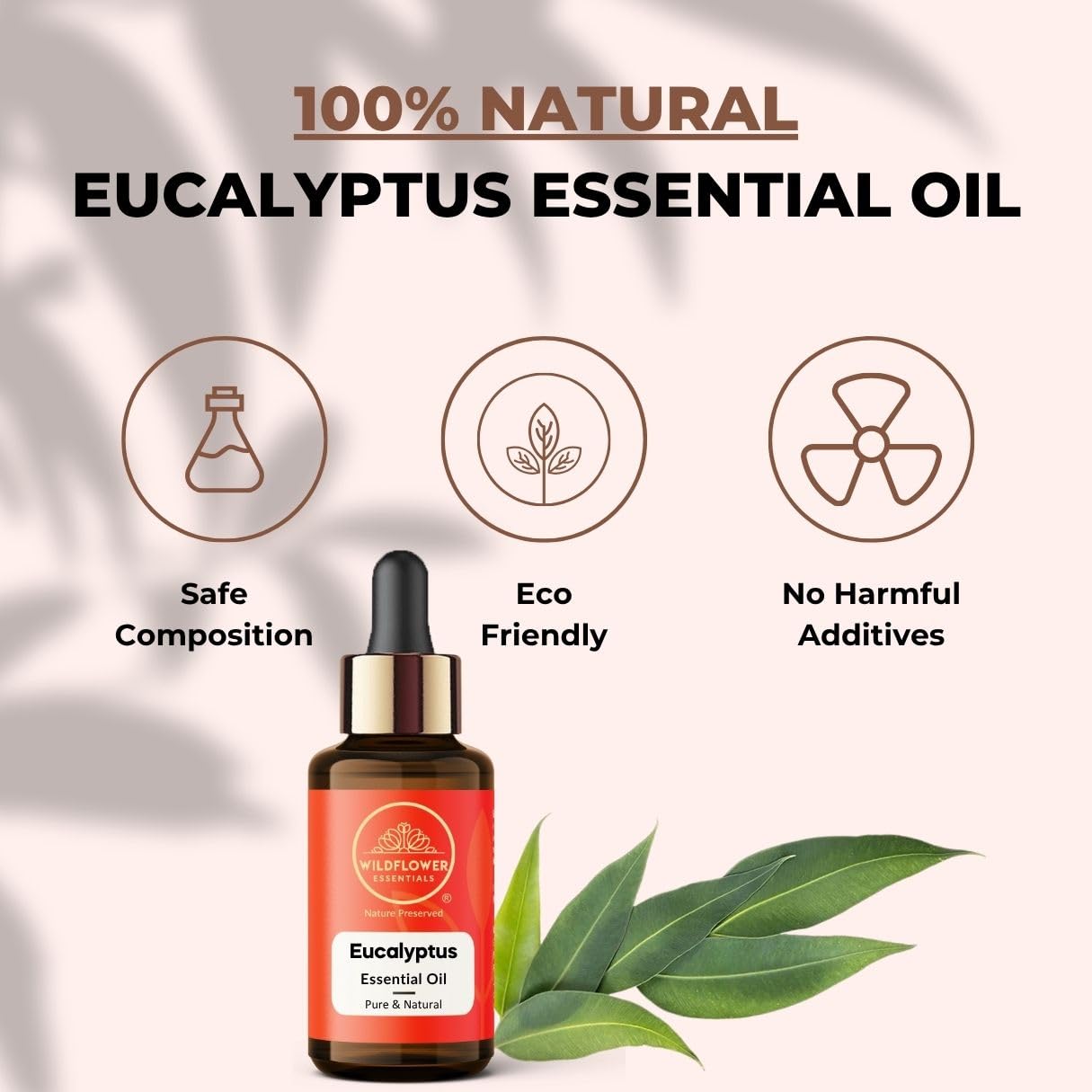 Eucalyptus Essential Oil (Eucalyptus globulus) 100% Natural Steam Distilled Oil For Face, Skin, Hair, Body | with Glass Dropper 1.01 Fl Oz (30ml)