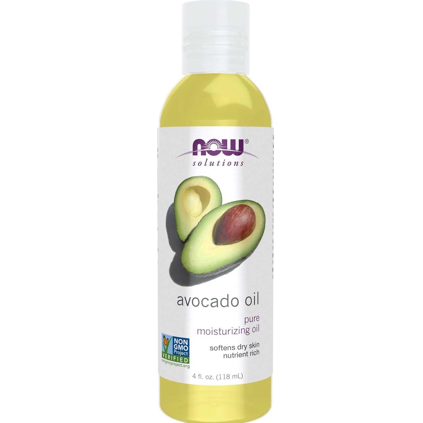NOW Foods Solutions, Avocado Oil, 100% Pure Moisturizing Oil, Nutrient Rich and Hydrating, 4-Ounce