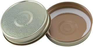 North Mountain Supply - SB70-GD-12 Regular Mouth Metal One Piece Mason Jar Safety Button Lids (Pack of 12, Gold)