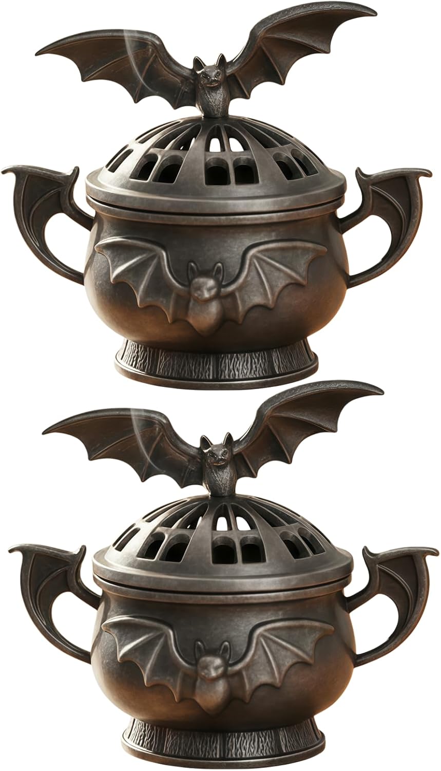 2 Pack Mini Cone Incense Holder MetalBat-Shaped Incense Burner for Room Home Decor Yoga Spa Meditation