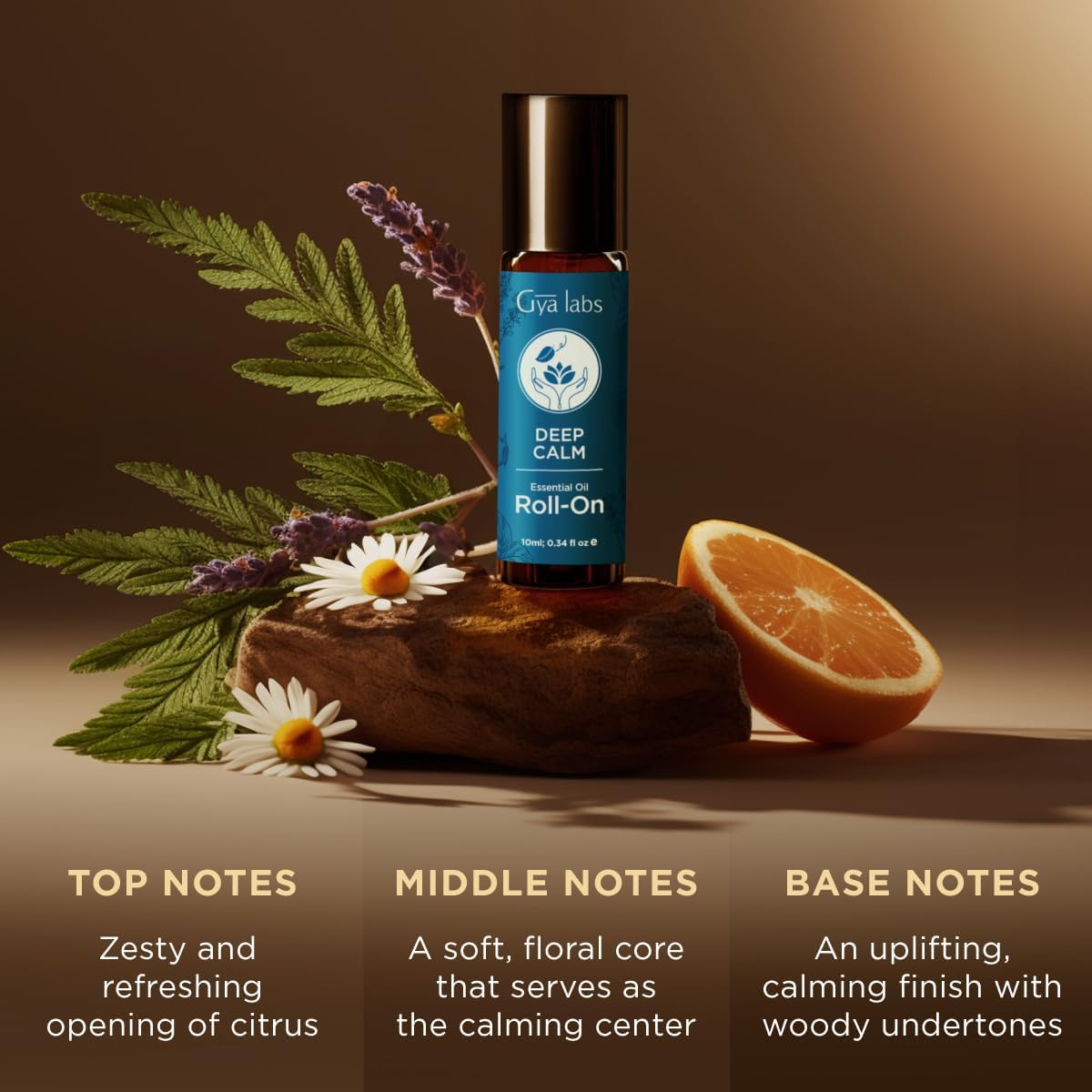 Gya Labs Deep Calm Essential Oil Roll On - 0.34 Fl Oz - Travel Size Roller for Camping, Skin, Aromatherapy Relief, Convenience