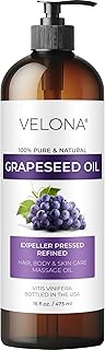 velona Grapeseed Oil 16 fl oz | 100% Pure and Natural Carrier Oil | Refined | Skin, Face, Body, Hair Care | Use Today - Enjoy Results
