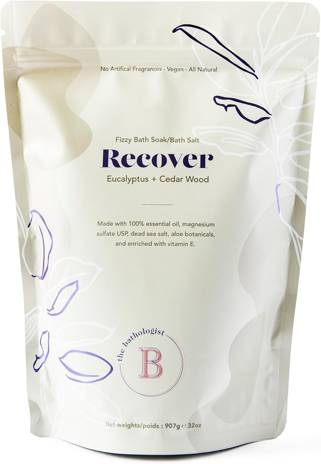 The Bathologist Recover Fizzy Bath Soak, Shea Butter & Epsom Salt, Mineral Therapeutics, Exfoliating for Dry Skin, Vegan & Cruelty-Free, 32 oz