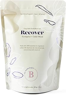 The Bathologist Recover Fizzy Bath Soak, Shea Butter & Epsom Salt, Mineral Therapeutics, Exfoliating for Dry Skin, Vegan & Cruelty-Free, 32 oz