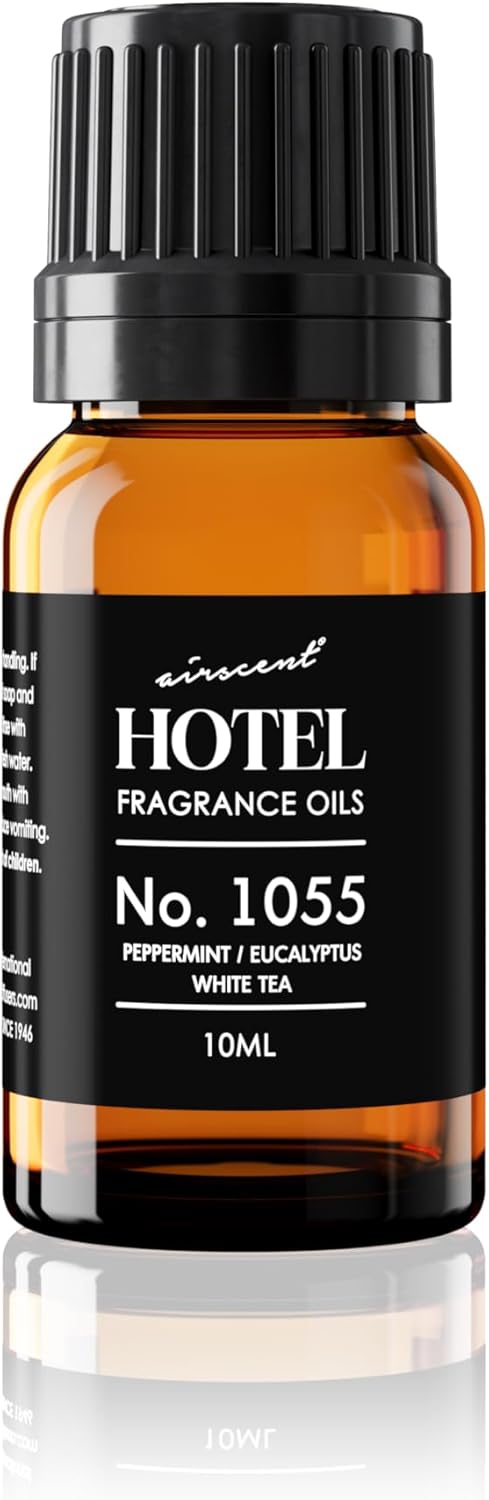 AirScent Hotel Diffuser Oil No. 1055 Inspired by Energize Hotel Scent - Peppermint Eucalyptus White Tea - Fragrance Oil Blend for Ultrasonic and Waterless Diffusers and Crafting - 10 mL