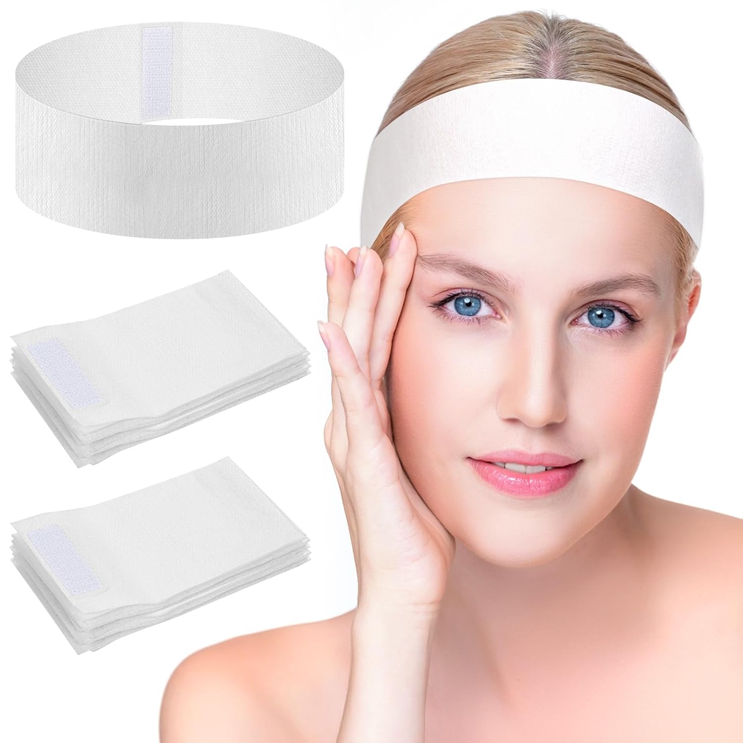 Sublaga 40 Pack Spa Headband for Women Disposable Skincare Headbands for Facials Esthetician Supplies Esthetician Headbands Stretch for Women's Hair (40 Pcs White)