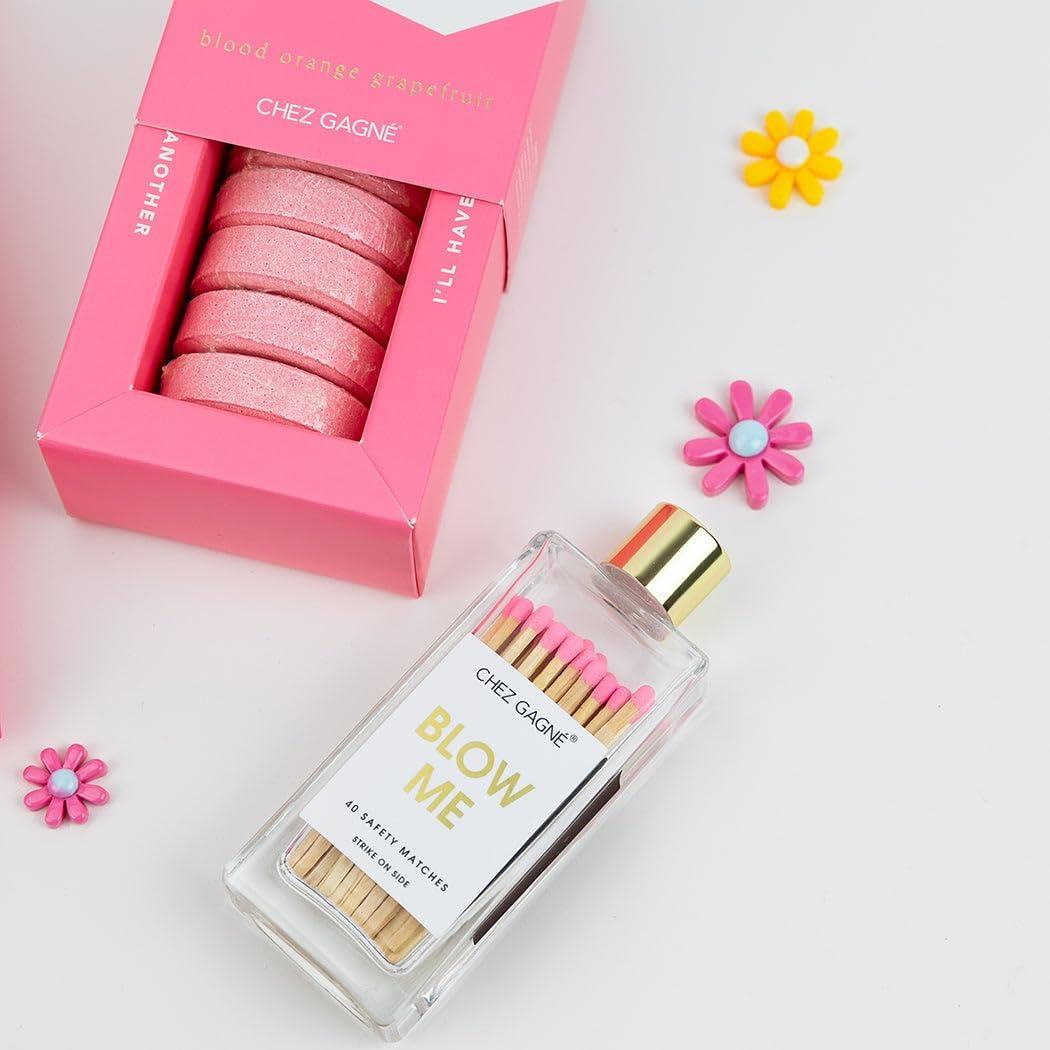 Funny Decorative Candle Matches - Blow Me - Glass Bottle Safety Matches with Light Pink Tips, Funny Birthday Gift, Celebration Gift, Bathroom Jewelry by Chez Gagné