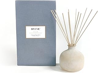 Blueme Calm Diffuser | Osmanthus & Sandalwood | 5.92 Fl Oz - Refillable Wellness Diffuser, Contains Essential Oil, Sustainable, Hand Finished, Premium, Luxury Ceramic, Natural Rattan Reeds, | Small