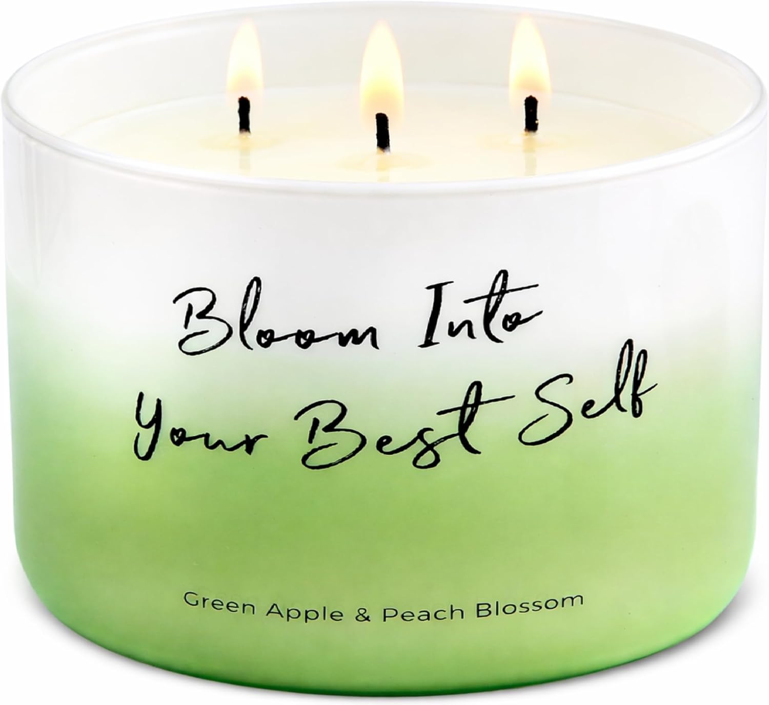 Green Apple Peach Blossom Scented Soy Candle | Large 3 Wick Candle for Home, 15.8 oz | Fresh Fruity Aromatherapy Candle | Birthday, Graduation & Self-Care Gifts for Women | Candles for Women & Men