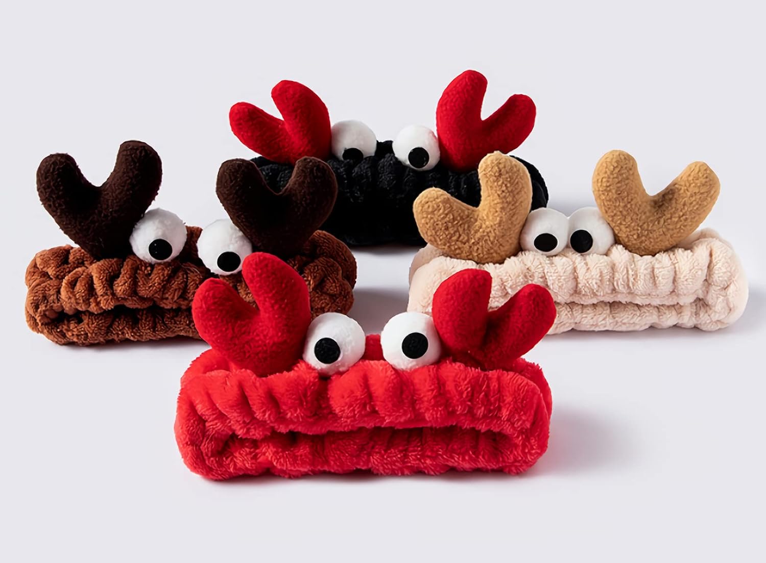 GK-O Creative Face Wash Hair Band Cartoon Crab Headband Womens (Red) | Cute cartoon crab shaped plush face wash hair band with funny eyes soft elastic head band spa makeup wrap for women