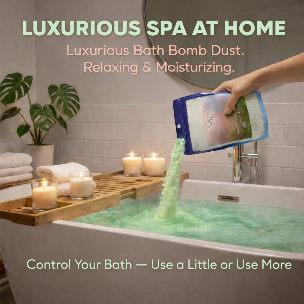 Bath Bomb Dust for Kids, Women, Powder, Salts, Goat Milk Soak, Fizzies, Ginger, Bubbles, Fizz, Mississippi Suds (Coconut Lime Splash)
