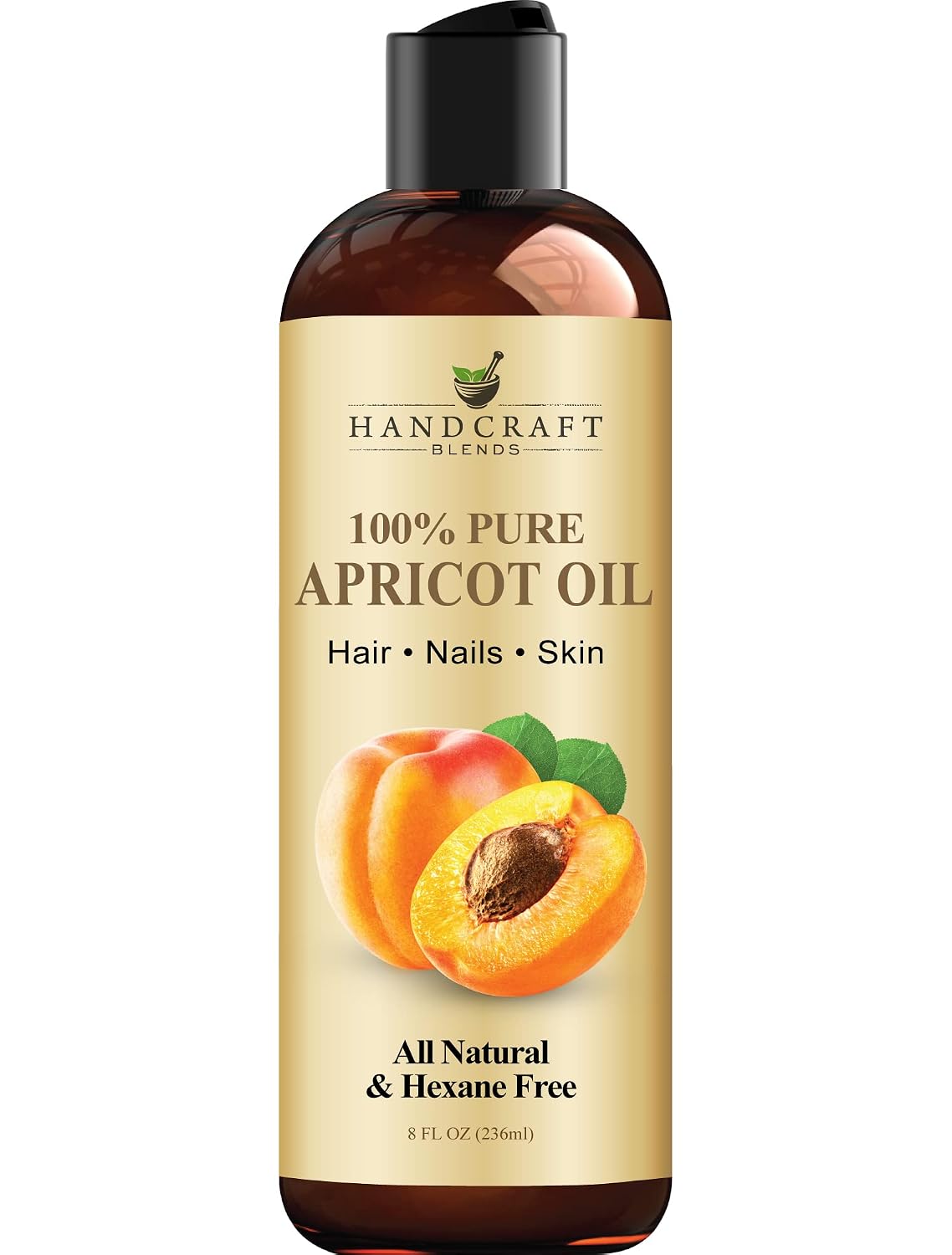 Handcraft Blends Apricot Kernel Oil - Cold-Pressed 8 Fl Oz - 100% Pure and Natural - Premium Grade Carrier Oil for Skin and