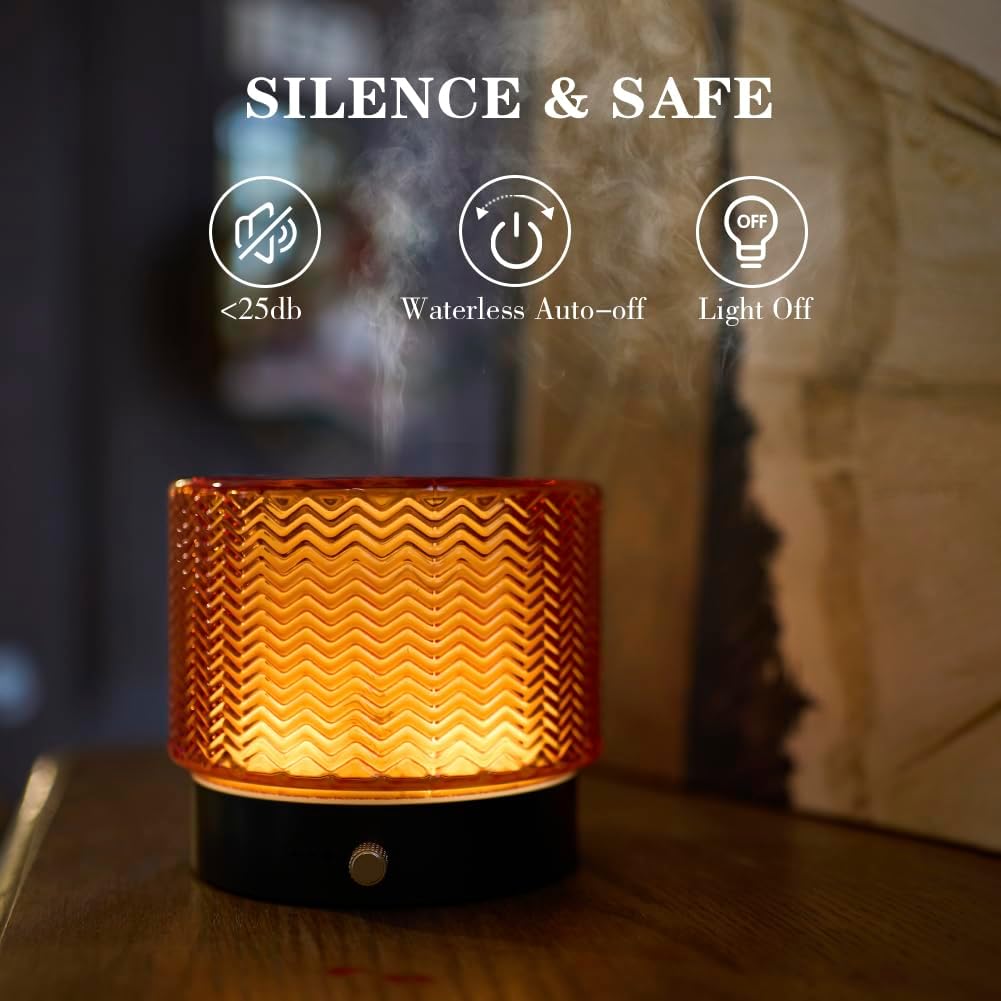 Glass Essential Oil Diffuser - 140ml Ultrasonic Aroma Diffuser with Adjustable Mist Modes, 4 Timers, and Mood Light