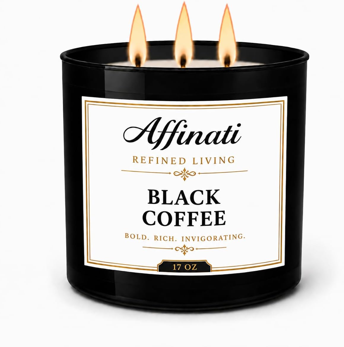 Affinati Black Coffee 3-Wick Scented Candle – Large Soy Blend Candle, Strong Scent Throw Rich Roasted Espresso Cafe Gourmand Candle, Premium Room Odor Eliminator Gift