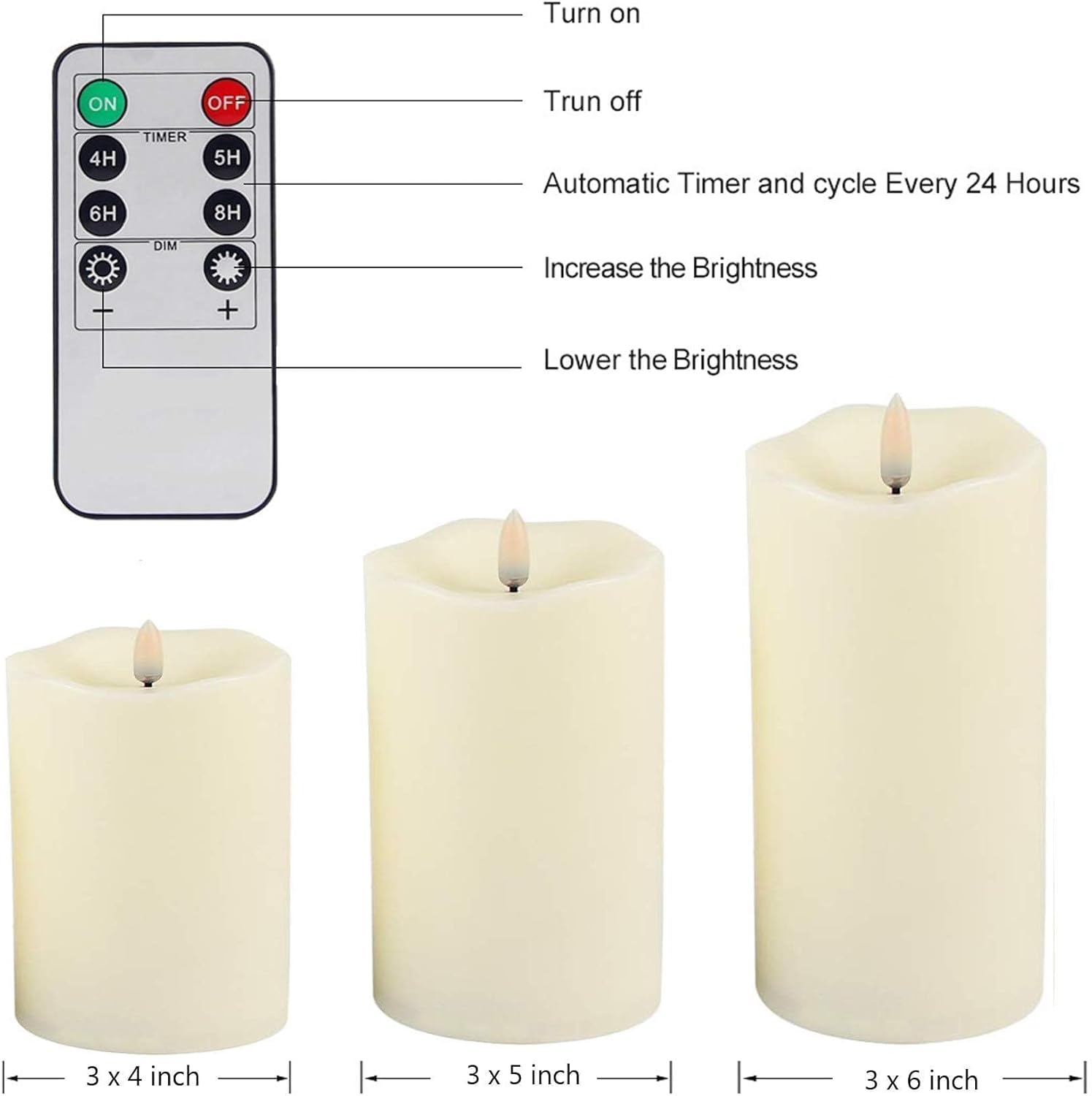 ANGELLOONG Flickering Flameless Candles, Realistic Battery Operated Candles with Remote and Timer, Set of 3 LED Candles for Fall Room Home Wedding Decor Centerpieces Table Party Christmas Decorations
