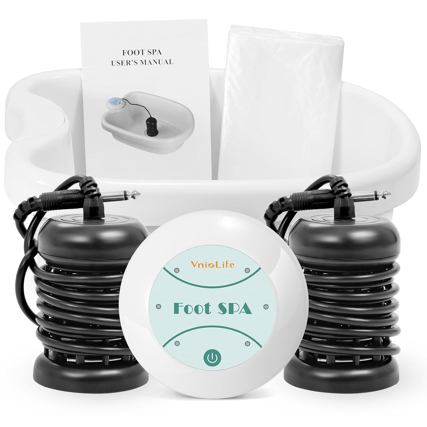WL VnioLife Ionic Foot Bath Detox Machine with Bag, Portable Detox Foot Spa System, Ion Cleanse Detox Set for Home Beauty Salon Spa Use with Replacement Arrays, 100 Liners