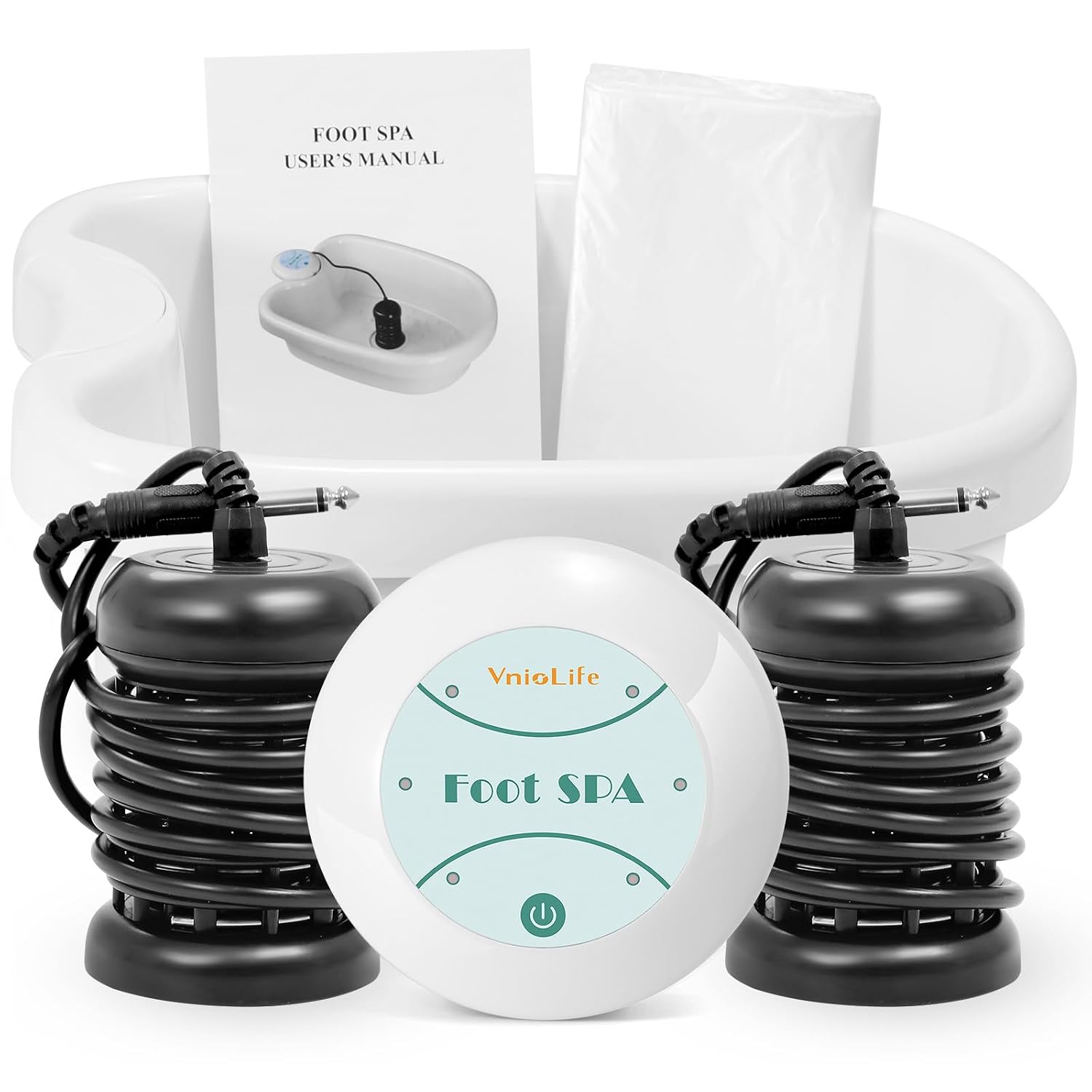 WL VnioLife Ionic Foot Bath Detox Machine with Bag, Portable Detox Foot Spa System, Ion Cleanse Detox Set for Home Beauty Salon Spa Use with Replacement Arrays, 100 Liners