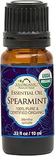 US Organic 100% Pure Spearmint Essential Oil - USDA Certified Organic, Steam Distilled - W/Euro droppers (More Size Variations Available) (10 ml / .33 fl oz)