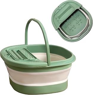 Collapsible Foot Bath with Handle, Portable Foot Soak Tub Foldable Foot Bath with Manual Foot Massage Acupoints to Help Sleep, Folding Laundry Basket Multi Function Buckets