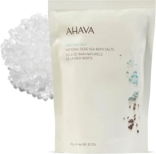 AHAVA Dead Sea Mineral Bath Salt- Intense Relaxation for Body & Mind, Elevates Moisture, Softens & Eases Sore Muscles, Enriched by Exclusive Dead Sea Salt & Osmoter, 8.5 Oz.