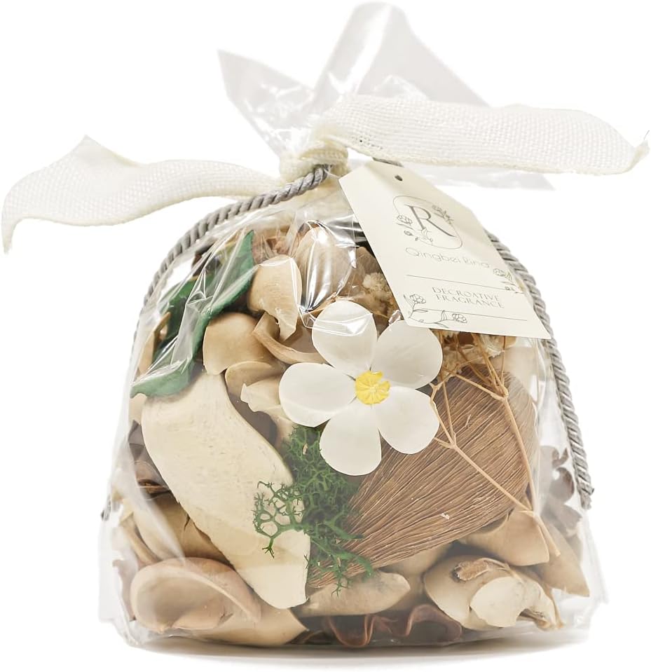 Qingbei Rina Gardenia Potpourri Bags, Gardenia Scented Potpourri Bowl Filler, Vase Filler,Decorative Dried Flower, Home Fragrance Petal, Bathroom Decor(White)