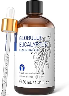 HIQILI Eucalyptus Essential Oil 1 Fl Oz, 100% Pure Natural Therapeutic Grade, Premium Grade Glass Dropper for Diffuser, Humidifier, Air Freshening, Cleaning, Home, Skin
