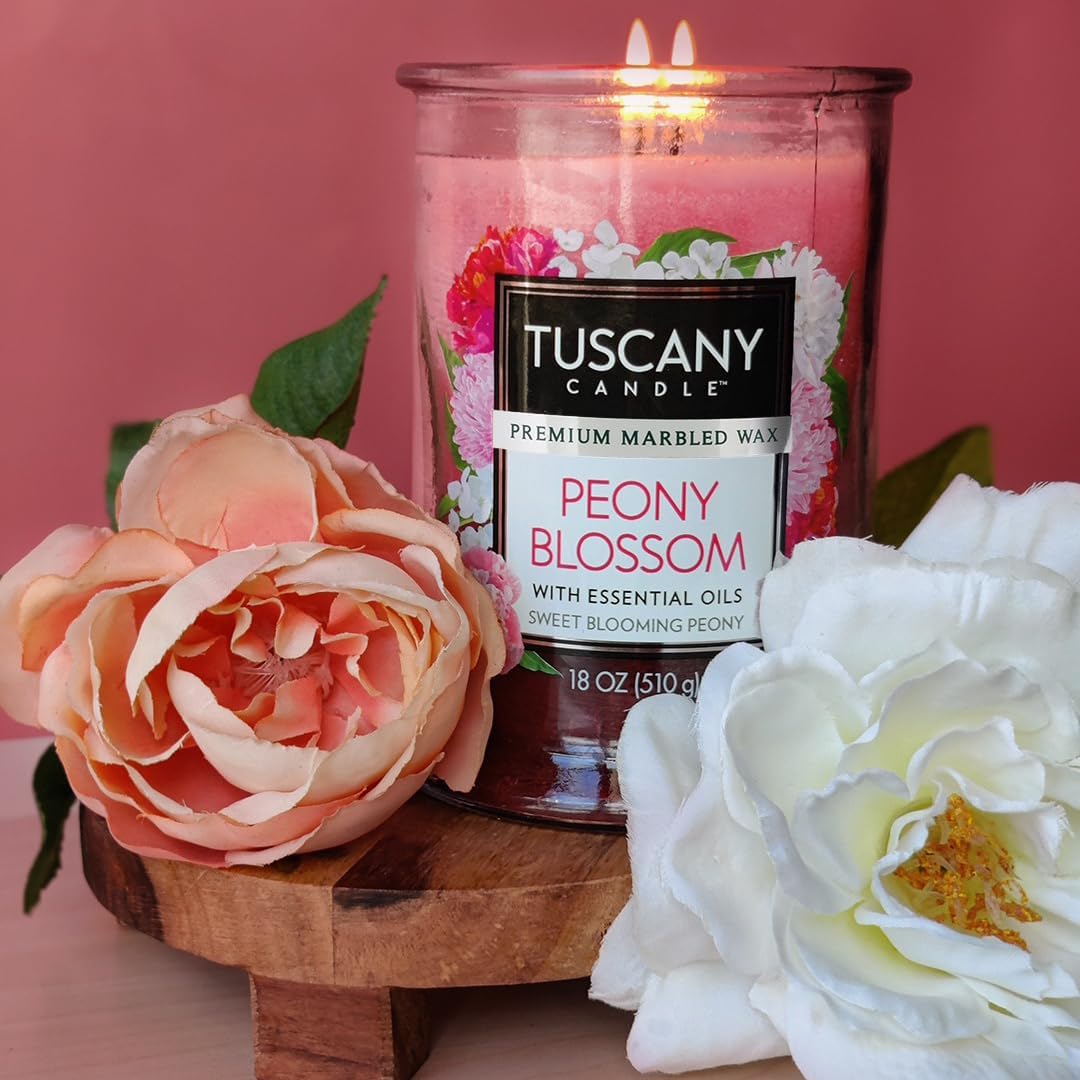 Tuscany Candle Peony Blossom: Peony & Rose Scented Candle, 18 oz