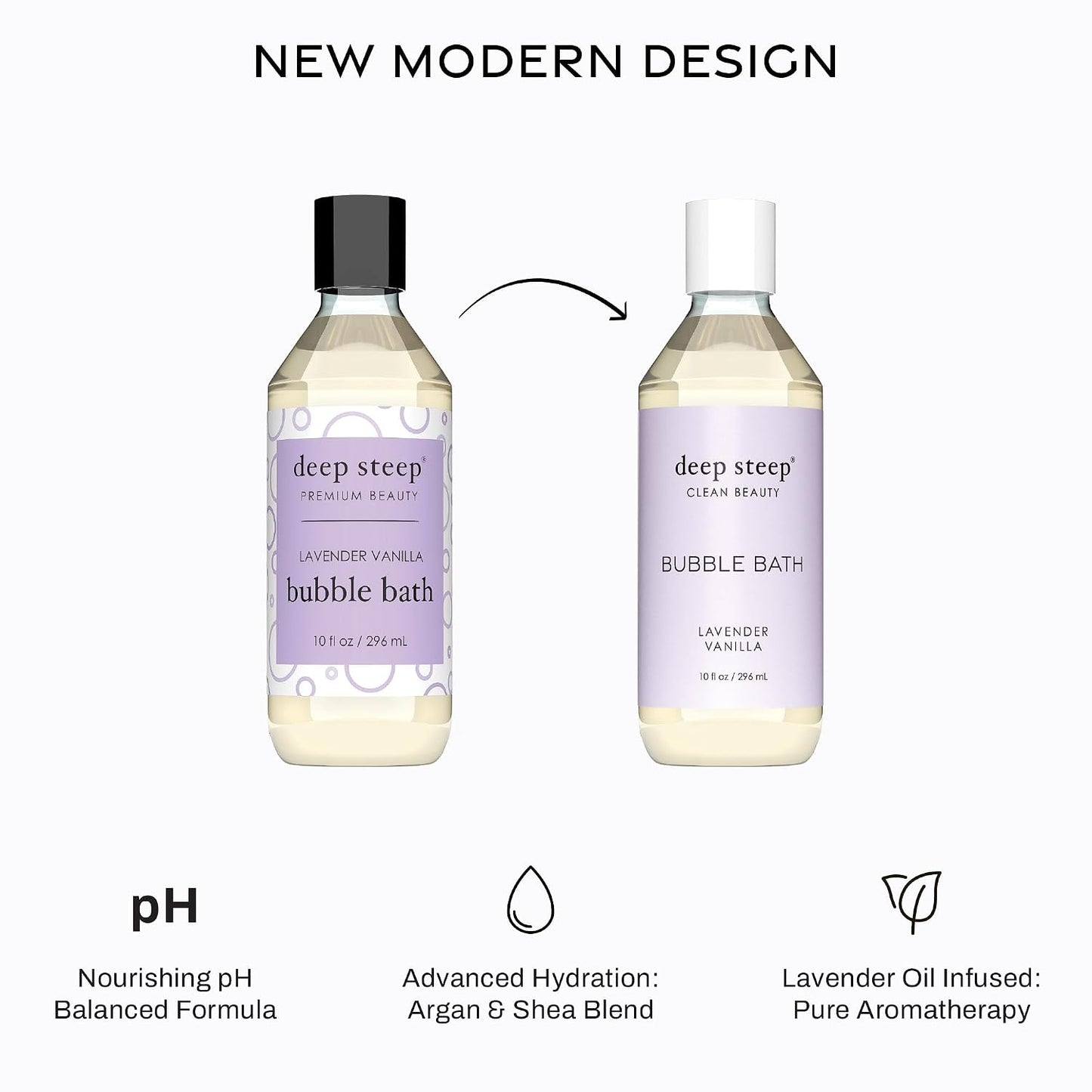 Deep Steep Bubble Bath, Lavender Vanilla, 10 oz – Soothing Soak with Shea Butter, Argan Oil, Aloe Vera & Coconut Oil – Vegan, Sulfate-Free, PH-Balanced Clean Beauty