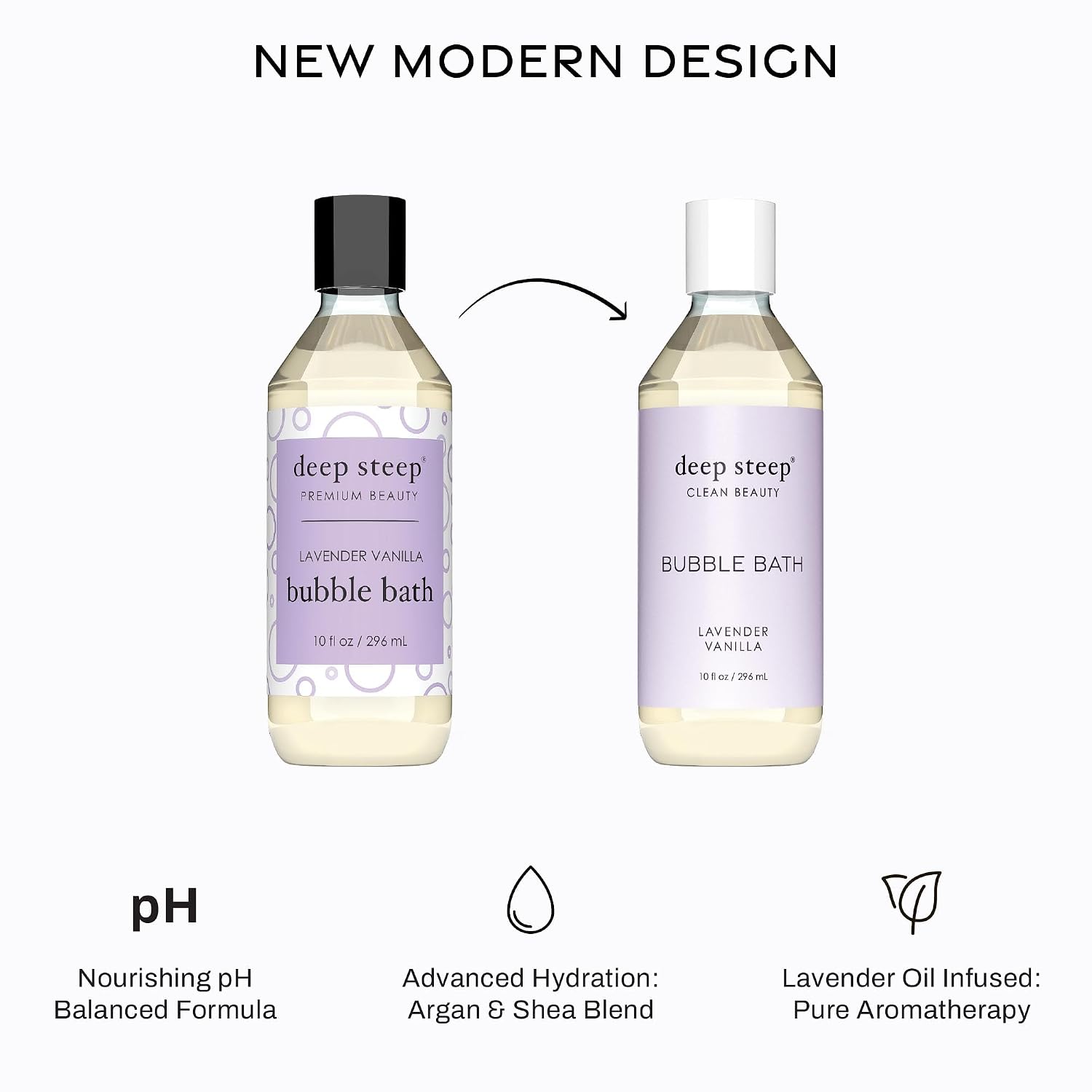 Deep Steep Bubble Bath, Lavender Vanilla, 10 oz – Soothing Soak with Shea Butter, Argan Oil, Aloe Vera & Coconut Oil – Vegan, Sulfate-Free, PH-Balanced Clean Beauty