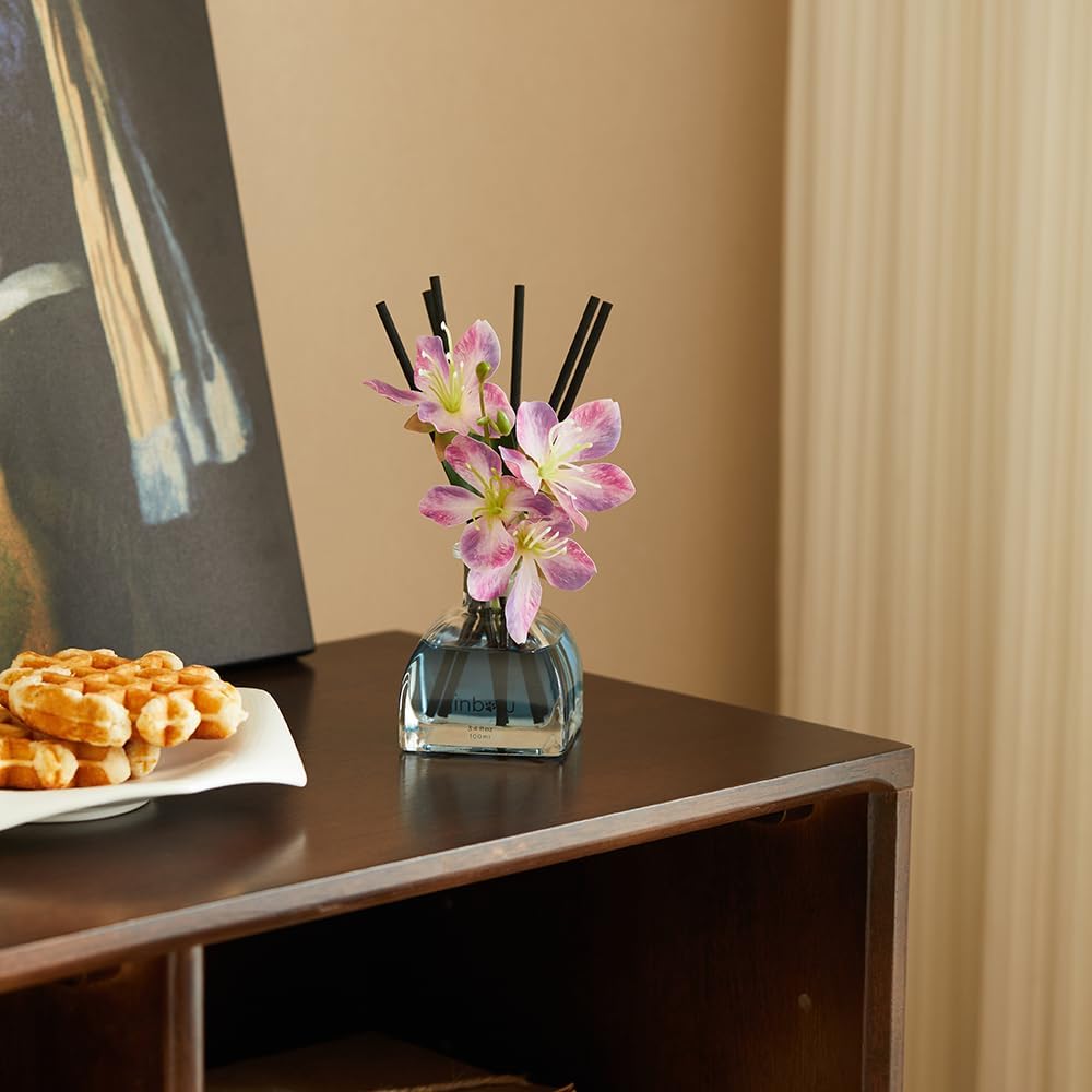 Flower Reed Diffuser Set for Home, Lavender Scent Essential Oil with Sticks, Premium Home Fragrance and Air Fresheners for Bathroom Bedroom Shelf Decor 3.4 oz
