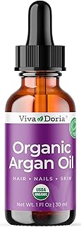Viva Doria Organic Argan Oil, 1 Fl Oz, Pure Cold Pressed Natural Beauty Oil for Face, Hair, Body, Unscented