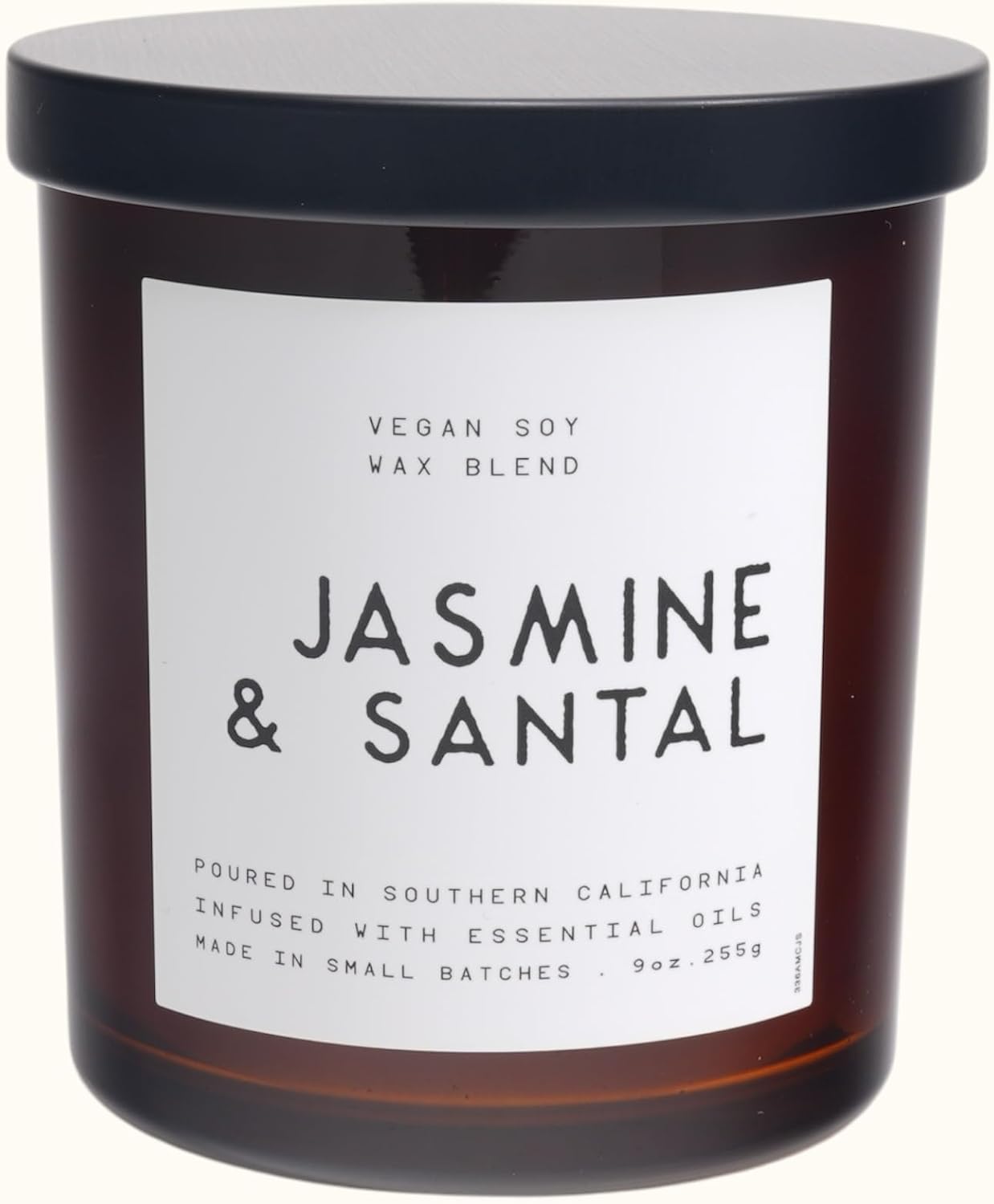 LEOBEN CO – Jasmine & Santal Scented Candle – 9oz, Contemporary Collection Design – 50 hr Burn Time – Poured in California Using Vegan Soy Wax and Essential Oils – Made in Small Batches