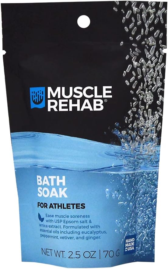 Muscle Rehab Epsom Salt Bath Soak 5 Travel Packets with Arnica and Magnesium for Muscle Pain Relief : Portable Foot Soak for Athletes and Active Recovery