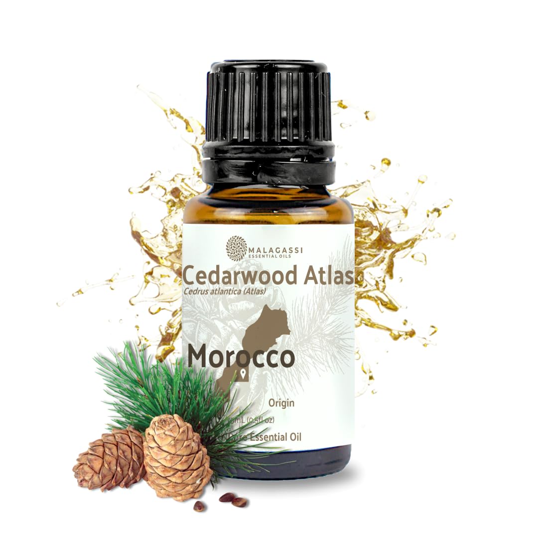 Pure Cedarwood (Atlas) Essential Oil (15ml) - Direct from Malagassi Essential Oils Farm in Morocco - Essential Oils for