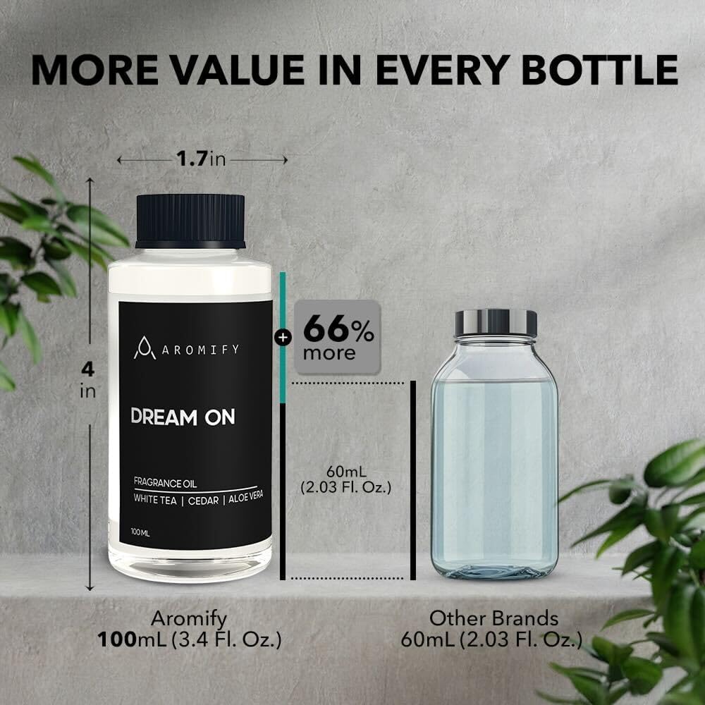 Dream On Diffuser Oil, Luxury Hotel Scent Diffuser Oil for Home, Office & Spa, Fragrance Essential Oils for Aromatherapy, Aloe Vera & Cedarwood, 3.3 FL Oz, 100 mL