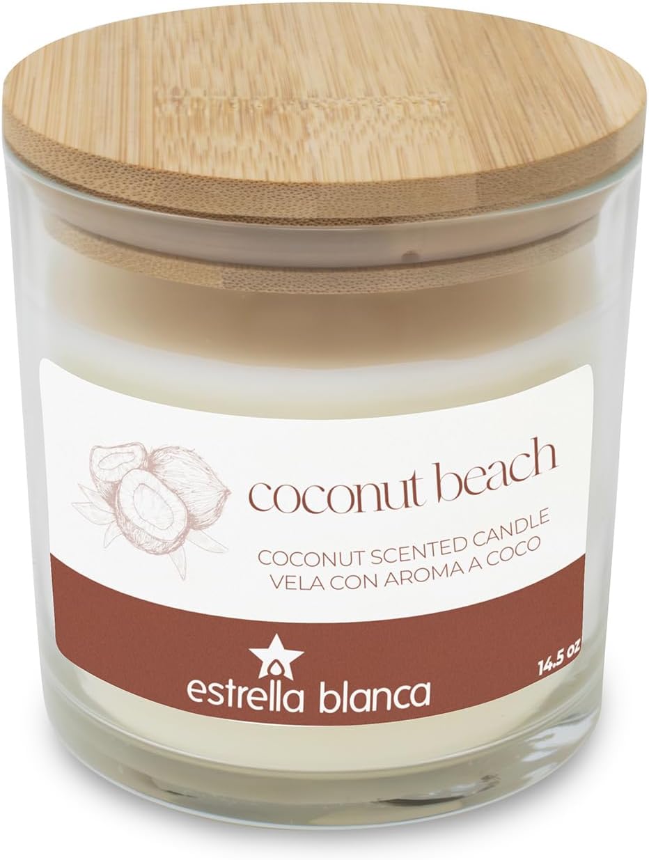 Coconut Beach Scented Candle, 14.5oz Soy Candle, Scented Candles for Home, Candles Gift for Women Men, Home Fragrance Decoration