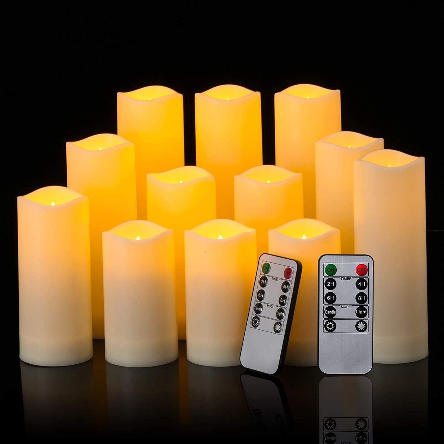 CLTNIKET12-Pack LED Flameless Candles(D 2.2''X H 4'' 5'' 6'' 7'') with Remote Control Waterproof Outdoors & Indoors, Battery Candles with Remote Timer, Decorative Remote Led Candles.