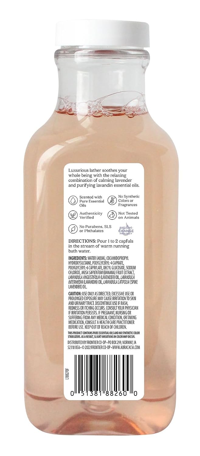 Aura Cacia Relaxing Lavender Bubble Bath, 13 fl oz - Paraben-Free with 100% Pure Essential Oils - Calming and Refreshing Lavender Aromatherapy for Body and Mind