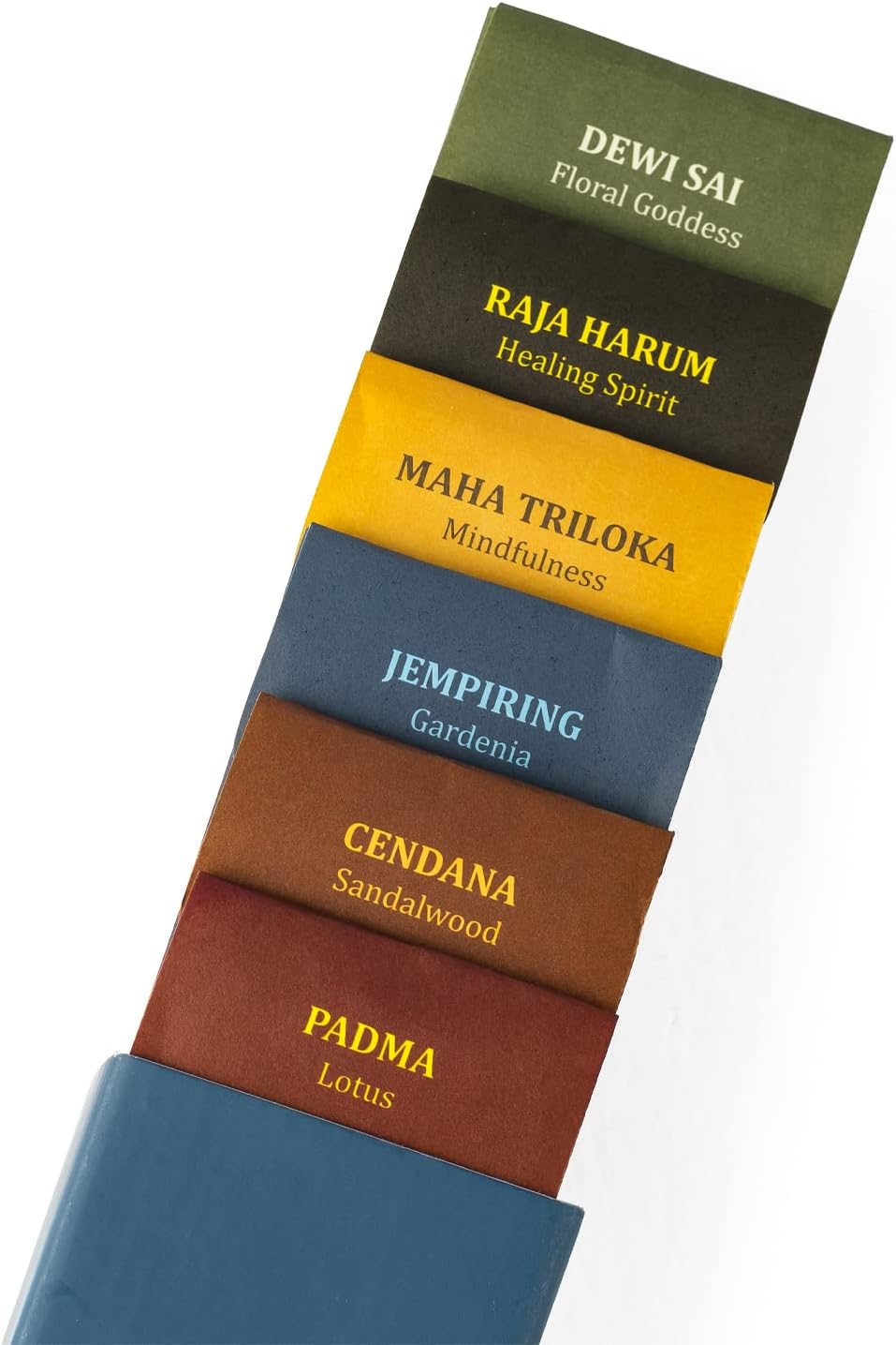 Bali Soap Jembrana Incense Sticks - Variety Pack 6 Scents (144 Sticks Total, 24 Sticks Each) of Lotus (Padma), Sandalwood, Gardenia, Maha Triloka, Raja Harum & Dewi Sai (Amber)