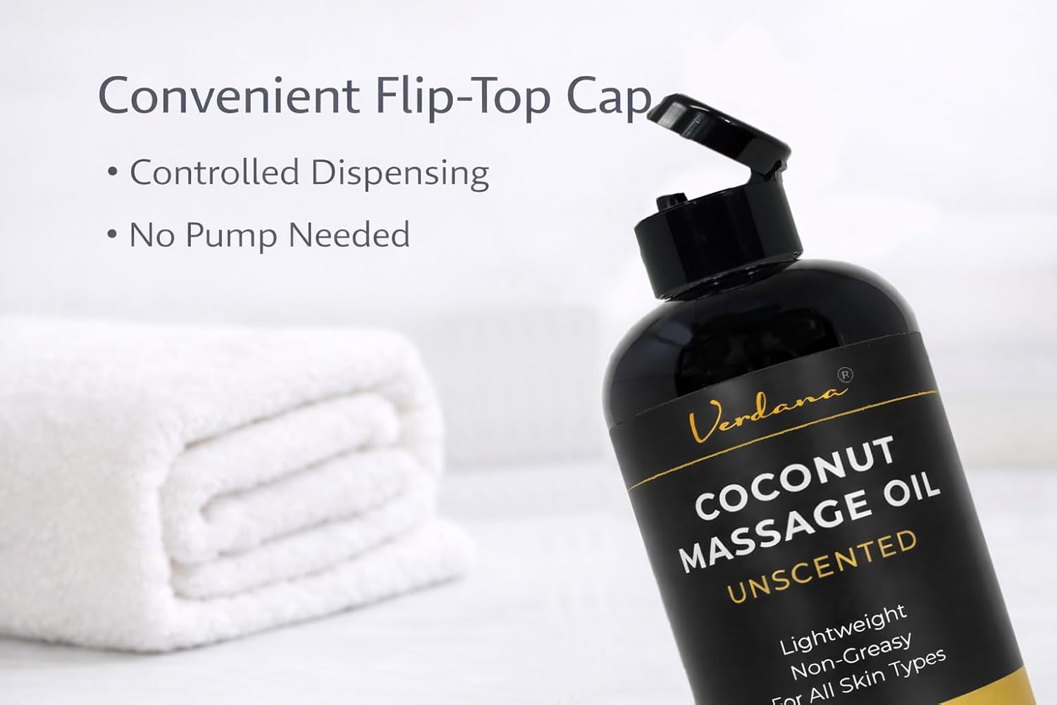 Verdana Coconut Massage Oil – Unscented for Massage Therapy, Lightweight & Non-Greasy for Professional & Home Use, Made with Fractionated Coconut Oil, 16 fl oz