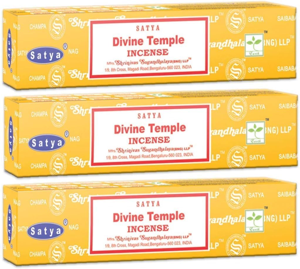 3 Packs Original Satya Sai Baba Nag Champa Incense Sticks Joss Insence - Insense 15g x 3 Box NagChampa Agarbatti (Divine Temple)