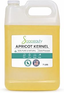 Soapeauty APRICOT KERNEL OIL Cold Pressed 100% Pure Natural Apricot Oil for Skin, Face, Hair Carrier for Essential Oils, Massage | 7 LBS