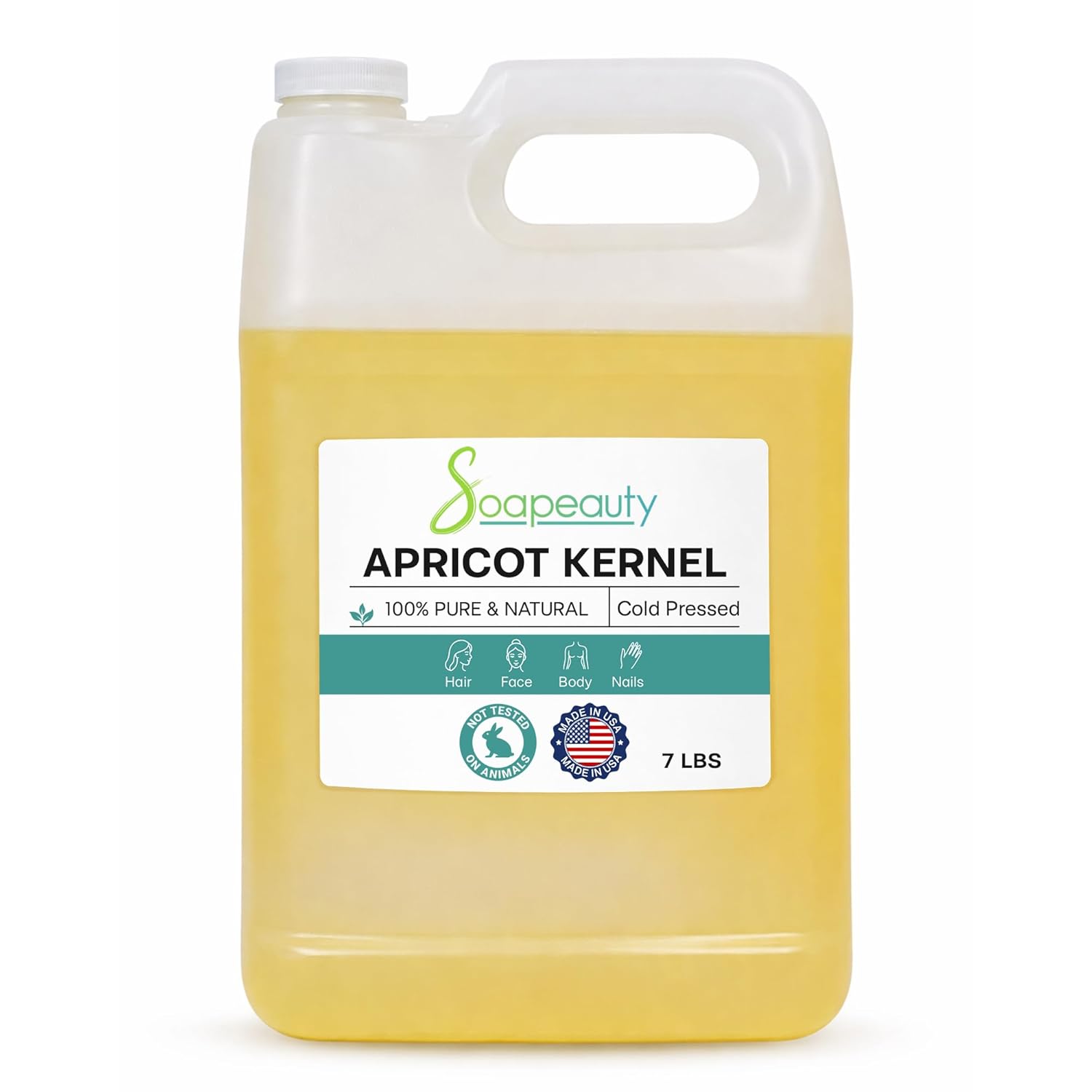 Soapeauty APRICOT KERNEL OIL Cold Pressed 100% Pure Natural Apricot Oil for Skin, Face, Hair Carrier for Essential Oils, Massage | 7 LBS