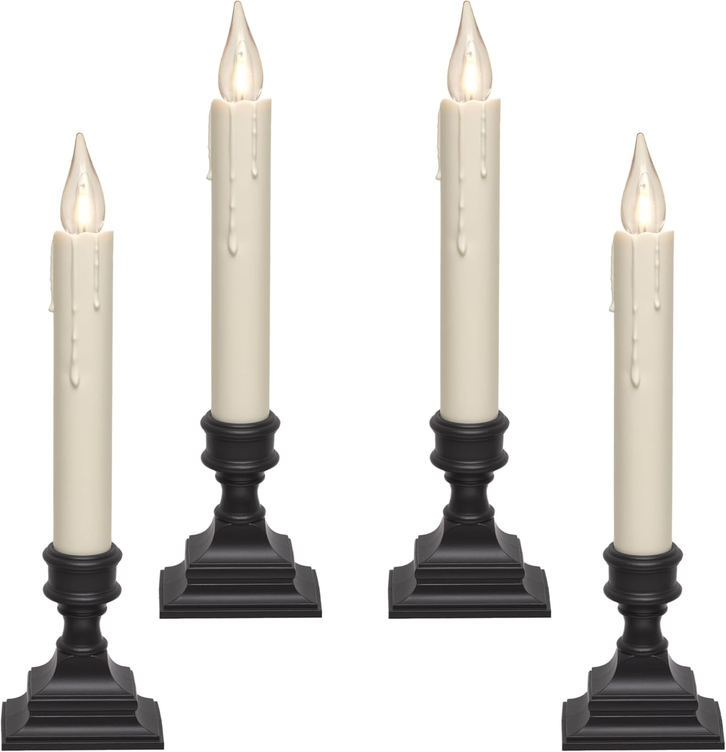 612 Vermont Vintage LED Battery Operated Window Candles with Timer, Bright Warm White Glow, VT-1806A-4 (Pack of 4, Antique Bronze)
