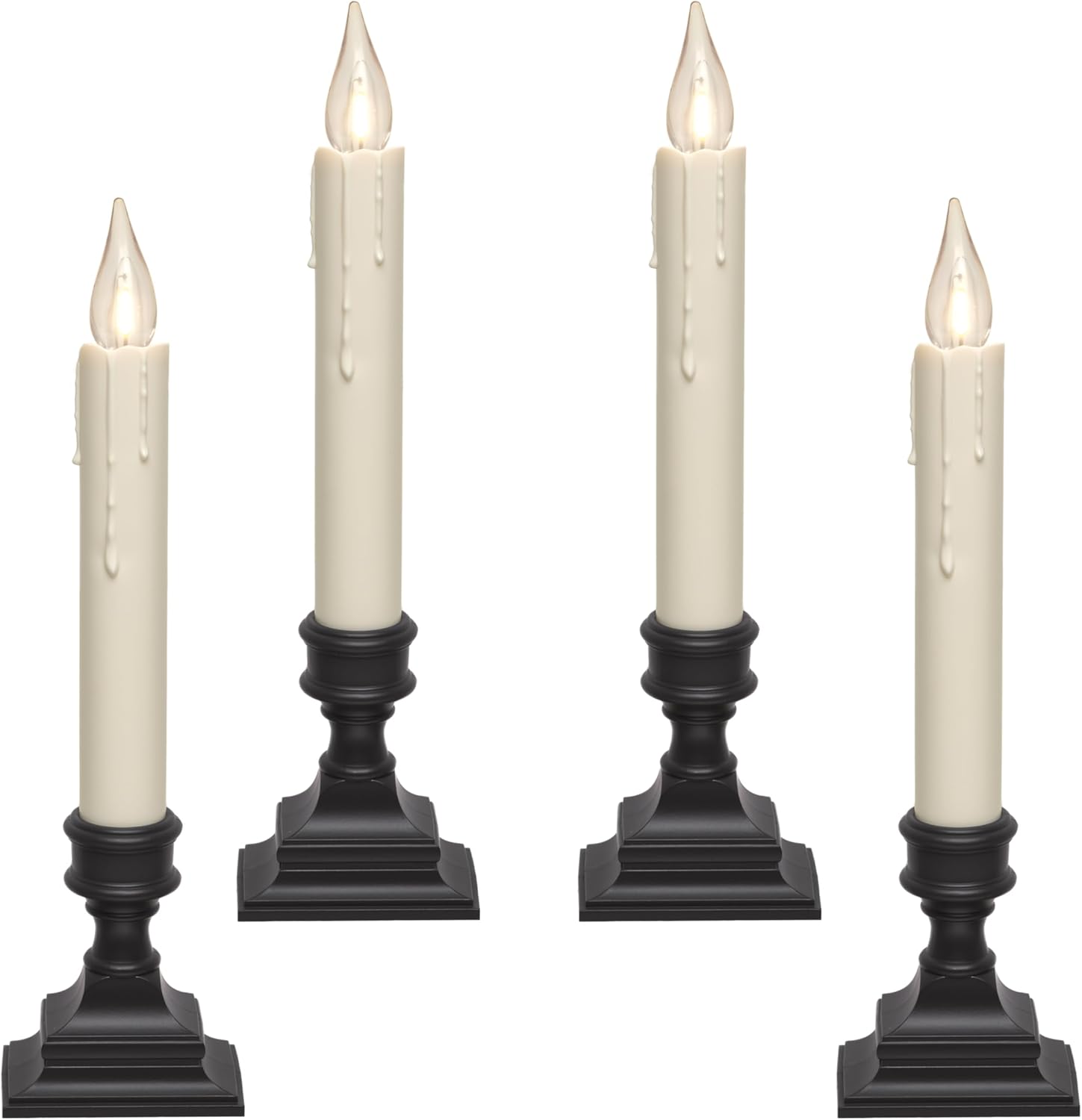 612 Vermont Vintage LED Battery Operated Window Candles with Timer, Bright Warm White Glow, VT-1806A-4 (Pack of 4, Antique Bronze)
