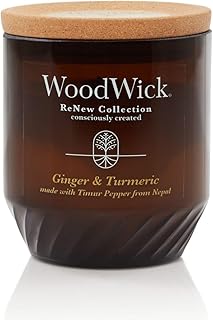 WoodWick Ginger & Turmeric Gifts for Women and Men, 6 oz. Renew Medium Candle with Crackling Wick